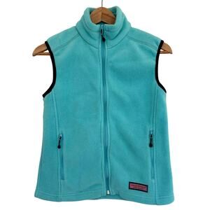 Vineyard Vines Aqua Fleece Full Zip Vest Navy Accent Women's Small